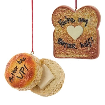 KURT ADLER - Painted Toast & Biscuit Ornaments