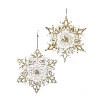 KURT ADLER - Silver Glitter Snowflake Ornaments